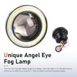 Fiknonk 2 PCS Fog Lights LED, 3 Inch Angel Eye Halo LED Fog Light with COB Chip, Super Bright White Driving Light Kit, Universal for Most Cars, Trucks, SUVs (White)