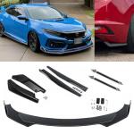 x xotic tech 9Pcs Front Bumper Lip Chin Spoiler + Side Skirt Winglets Diffuser + Rear Bumper Canard Splitter Car Body Kits + Black Adjustable 10"-13" Support Rods Universal Fit Most Vehicles