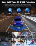 Dash Camera for Cars,4K Full UHD Car Camera Front Rear with 32GB Card,Built-in Super Night Vision,2.0'' IPS Screen,170°Wide Angle,WDR, 24H Parking Mode, Loop Recording