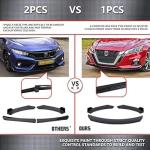 x xotic tech 9Pcs Front Bumper Lip Chin Spoiler + Side Skirt Winglets Diffuser + Rear Bumper Canard Splitter Car Body Kits + Black Adjustable 10"-13" Support Rods Universal Fit Most Vehicles