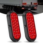 Nilight 6Inch Oval Tail Light 2PCS Red 24LED Running Stop Brake Turn Surface Mount Marker Light Sealed IP67 Waterproof Taillight for 12V RV Camper Caravan Truck Trailer Bus