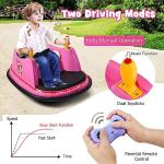 Costzon Bumper Car for Kids, 12V Electric Toddler Bumping Car with Remote Control, Dual Joysticks, 360 Spin, Music, Flashing Lights, Slow Star, Kids Bumper Car Ride on Toy for Boys Girls Gift (Pink)