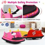 Costzon Bumper Car for Kids, 12V Electric Toddler Bumping Car with Remote Control, Dual Joysticks, 360 Spin, Music, Flashing Lights, Slow Star, Kids Bumper Car Ride on Toy for Boys Girls Gift (Pink)