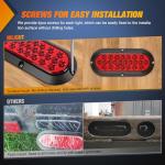 Nilight 6Inch Oval Tail Light 2PCS Red 24LED Running Stop Brake Turn Surface Mount Marker Light Sealed IP67 Waterproof Taillight for 12V RV Camper Caravan Truck Trailer Bus