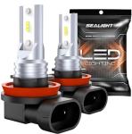 SEALIGHT H11 H16 LED Fog Light Bulb, Real 1:1 Mini Size, 6500K Cool White 6000LM H8/H16 LED Fog Lights For Cars,Trucks,SUV, 400% Brightness With Strong Penetration, 3 Mins Plug-N-Play, Pack of 2