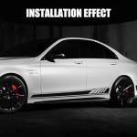 Tesnaao Pack-2 Car Side Body Decals, 4.52" x 88.58" Waterproof PVC Vehicle DIY Decorative Stickers, Universal Automotive Creative Stripe for Truck SUV Racing Car Motorcycle Bike (Black)