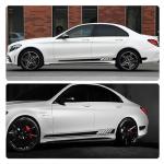 Tesnaao Pack-2 Car Side Body Decals, 4.52" x 88.58" Waterproof PVC Vehicle DIY Decorative Stickers, Universal Automotive Creative Stripe for Truck SUV Racing Car Motorcycle Bike (Black)