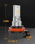 SEALIGHT H11 H16 LED Fog Light Bulb, Real 1:1 Mini Size, 6500K Cool White 6000LM H8/H16 LED Fog Lights For Cars,Trucks,SUV, 400% Brightness With Strong Penetration, 3 Mins Plug-N-Play, Pack of 2