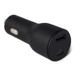 Amazon Basics Fast-Charging Car Charger, Dual-Port, 1 USBC+1 USB-A, 48W, Black