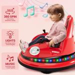 Bumper Car for Kids, 12V Ride on Bumper Car for Toddler with Remote Control, 2-Speed, 2 Driving Modes, 360°Spin, Anti-Collision Padding, Lights, Music, Electric Bumping Car for Children 1.5-6, Red