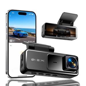 4K Dash Cam with Built-in WiFi, Front Car Camera, APP Control, Night Vision, 24H Parking Monitor, 170° Wide Angle, G-Sensor, Loop Recording, WDR(A19)