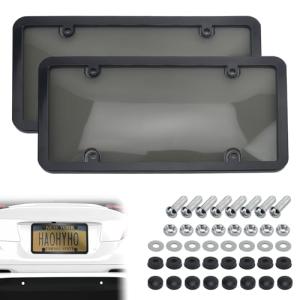 2PCS Clear License Plate Covers and Frames, Personalized License Plate Frame with Screws Screw Caps Washers, Rust-Proof Auto LicensePlate Holder, Universal License Protector for Standard US Plates