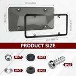 2PCS Clear License Plate Covers and Frames, Personalized License Plate Frame with Screws Screw Caps Washers, Rust-Proof Auto LicensePlate Holder, Universal License Protector for Standard US Plates