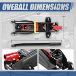 Auto Dynasty 2 Ton Floor Jack with Jack Stands, Heavy Duty Steel Hydraulic Racing Floor Jack with Single Piston Quick Lift Pump, Hydraulic Trolley Service Car Jack, Red/Black