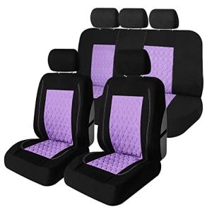 Purple Diamond Stitched Universal Car Seat Covers Set