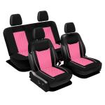Pink Quilted Leatherette Seat Covers - Full Set