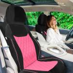 Pink Quilted Leatherette Seat Covers - Full Set