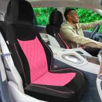 Pink Quilted Leatherette Seat Covers - Full Set
