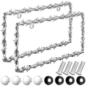 Barbed Wire Coconut Design License Plate Frame Set