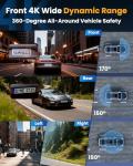 360° Dash Cam with 4K Front and Rear