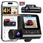 4K 3 Channel Dash Cam Front and Rear, Dash Camera for Cars, STARVIS 2 Sensor Dash Camera with HDR Night Vision, 24H Parking Mode Car Camera with GPS, Loop Recording