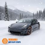 Snow Chains for Car Tires, Winter Traction Solution for Icy Roads and Muddy Conditions, 10-Piece Set Heavy Duty 90cm Plastic Wheel Cables with Gloves