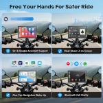 WonVon 5 Inch Motorcycle Carplay GPS Navigation System with Apple Carplay and Android Auto Portable Screen with Dual Bluetooth, Navigation, Siri, Google Assistant（Not Inchluded TPMS）