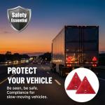 2 Pack Safety Reflector Warning Sign, 6"x6" Slow Moving Vehicle Triangle Safety Sign, Engineering Road Grade Reflective for Outdoor Truck, Car, Golf Cart