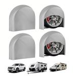 Tire Covers 4 Pack, Trailer,RV,Camper,Truc,SUV,Boat Wheel Cover for Paint Masker/Protection, Tough Covers UV Resistant Dustproof Water,Bring Windproof Buckle (FitsTire Diameters 30"-32",Silver)