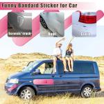 4pcs Funny Car Band Aid Sticker for Car Damage, 10/24in Giant Band Aid Car Decals for Cover Dent Crack and Scratch, Car Bumper Sticker, Large Vehicle Body Bandage (Pink 2pcs Large and 2pcs Small Size)