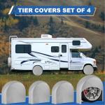 Tire Covers 4 Pack, Trailer,RV,Camper,Truc,SUV,Boat Wheel Cover for Paint Masker/Protection, Tough Covers UV Resistant Dustproof Water,Bring Windproof Buckle (FitsTire Diameters 30"-32",Silver)