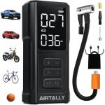 Tire Inflator Portable Air Compressor - 5200mAh 150PSI Quickly Inflate Portable Air Pump for Car Tires/Bike/Basketball with LED Large Dual Screen, Pressure Gauge & Auto Shut-Off