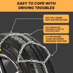Auto Fixing Snow Chains for Car Tires, Tire Chains for Passenger Cars, Sedan, SUVs, Quick Fit & Easy Installation Snow Tire Chains, Portable Reusable Emergency Tire Traction Chain, Set of 2 (HPK-1550)