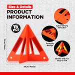 Relaxweex 15 Pcs Emergency Reflective Triangles Sign Foldable Warning Safety Triangles for Vehicle Kit Portable Reflector Roadside Tools Suitable for Cars Trucks Breakdown