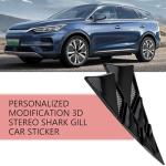 Zosgrew 2 PCS Hood Side Vent Shark Spoiler, ABS Carbon Fiber Spoiler, Self-adhesiveHood Ventilation Decorative Stickers, Universal Exterior Car Accessories (Black)