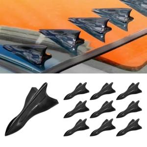QKYS 10PCS Self-Adhesive Car Diffuser Shark Fin Kit, Waterproof Air Vortex Generator, Compatible with Pointed Spoiler Roof Wing Car Exterior Decoration Accessories Universal for Most Cars (Black)