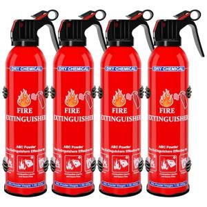 4 Pack ABC Dry Chemical Fire Extinguishers, Portable Dry Powder Fast-Acting Fire Extinguisher with Mount, Suitable for Home, Car, Boat, Truck, Electrical, Grease Fires