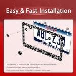 Black Gray Leopard Print License Plate Frame Beautiful Cheetah Print License Plate Holder Funny Stainless Steel Accessories Cars Decor with 2 Holes and Screws Fits Standard Us Ca Vehicles 12.2 X 6 in