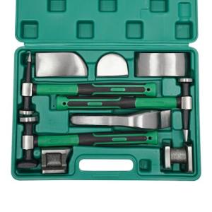 Fufiea 9 Piece Auto Body Repair Tool Carbon Steel Body Fender Tool Body Hammer Dent Body Car Body Repair Tool Kit Roller Fixer Dent Remover Tool for Home Use and Auto Repair Shops