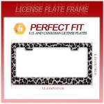 Black Gray Leopard Print License Plate Frame Beautiful Cheetah Print License Plate Holder Funny Stainless Steel Accessories Cars Decor with 2 Holes and Screws Fits Standard Us Ca Vehicles 12.2 X 6 in