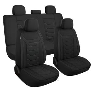 AOKAOK 3D Air-Mesh Car Seat Covers Full Set, Breathable and Split Bench Compatible Seat Covers for Cars, Universal Car Interior Covers for Most Cars Sedan Truck SUV(Black)
