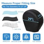 VINPATIO Tire Covers 4 Pack, Waterproof Thickening Tire Wheel Protector for Truck, SUV, Trailer, Camper, RV, Universal Fits Tire Diameters 27-29 inches, Black