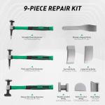 Fufiea 9 Piece Auto Body Repair Tool Carbon Steel Body Fender Tool Body Hammer Dent Body Car Body Repair Tool Kit Roller Fixer Dent Remover Tool for Home Use and Auto Repair Shops