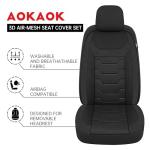AOKAOK 3D Air-Mesh Car Seat Covers Full Set, Breathable and Split Bench Compatible Seat Covers for Cars, Universal Car Interior Covers for Most Cars Sedan Truck SUV(Black)