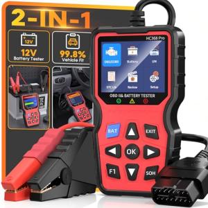 Yakry OBD2 Scanner with Battery Tester: 2-in-1 Design 1S Read & Clear Check Engine Codes for Auto Diagnostic - Fit 99.8% Vehicle Test Charging System & 12V Battery for 1996+ Cars 3 Min Quick Setup