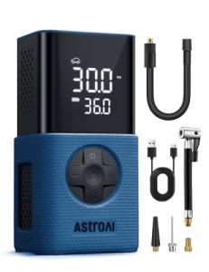 AstroAI Tire Inflator L7S Portable Air Compressor Cordless Bike Pump with Digital Dual Values Display, 150 PSI Car Tires Pump with LED Lights Air Pump for Cars, Motorcycles, Bikes, Balls Blue