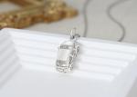 Sterling Silver Classic Car Pendant Necklace – 3D .925 Mini Car Charm on 18" Cable Chain | Polished Vintage-Inspired Jewelry for Men & Women | Retro Novelty Silver Auto Necklace with Spring Ring Clasp