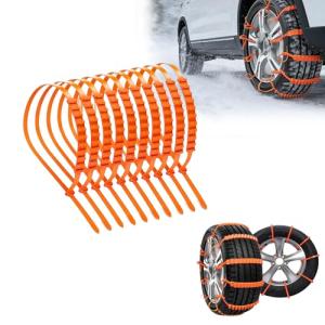 10PCS Universal Anti-Skid Snow Tire Chains,2026 Upgraded Portable Emergency Non-Slip Plastic Cable Ties, Winter Car Truck SUV Traction Grips,Heavy Duty Plastic Wheel for Muddy Roads and Winter Driving