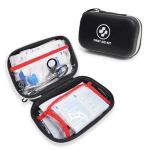 315 Piece Emergency Kit – Waterproof Hard Shell EVA First Aid Kit for Home, Car, Camping, Hiking, Travel, Office & Outdoor Emergencies(Black/White)