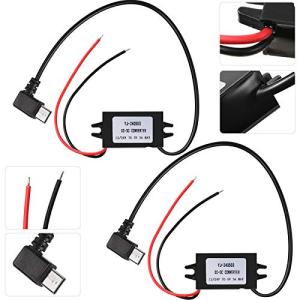 Weewooday 2 Pack 12V to 5V DC Converter, 3A 15W Right Angle Type-C Buck Module Voltage Regulator, Car Power Adapter for GPS Dash Cam Car Radio Walkie Talkie Surveillance Camera LED DVR